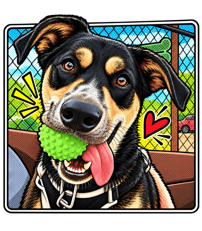 happy dog with green ball during Adventures in Pet Sitting Quests (Private Dog Walks)